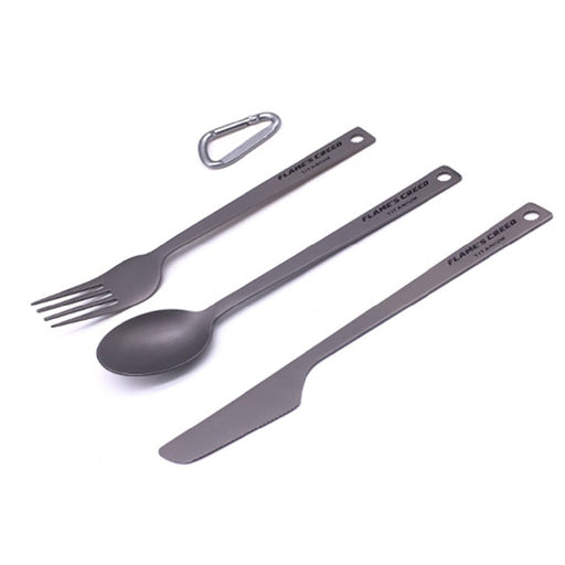 Portable 3 pcs Titanium Cutlery Knife Fork Spoon